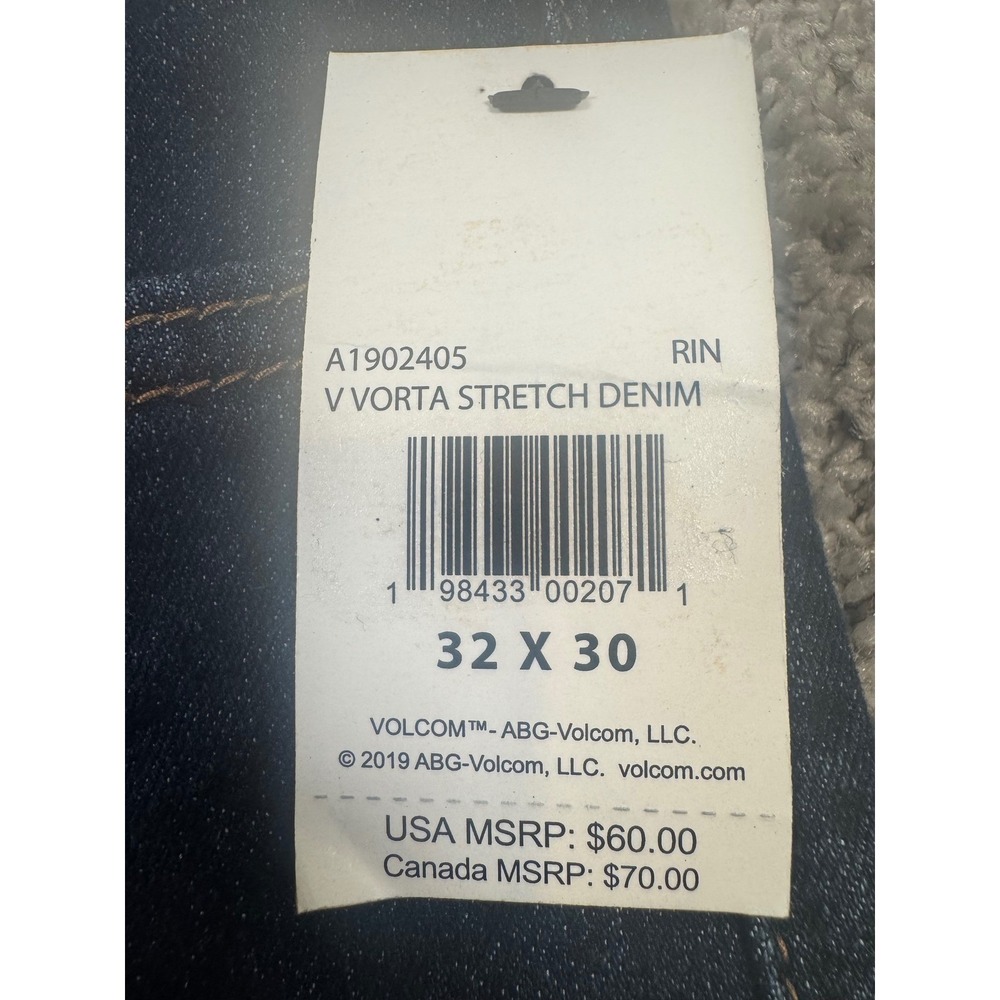 Volcom Vorta Slim Straight Stretch Denim Jeans Blue Mens Size 32x30 NEW - Picture 5 of 10